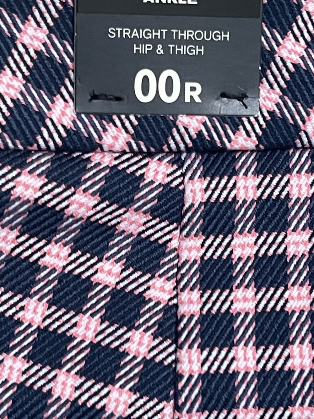 Express Navy and Pink Plaid Straight Ankle Pants